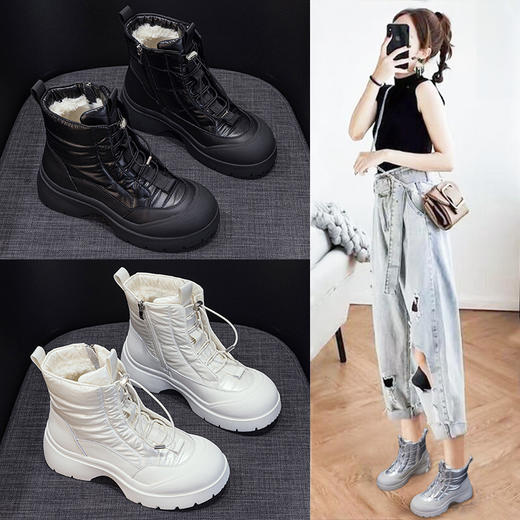 新款休闲短靴秋冬季厚底超火雪地靴高帮鞋加绒保暖鞋中筒靴 商品图0