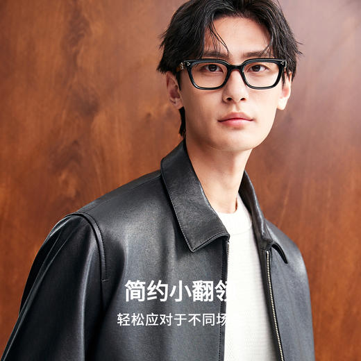 棉仓366827001-7系老钱风柔光翻领绵羊皮夹克 冬季美式复古真皮皮衣外套 商品图1