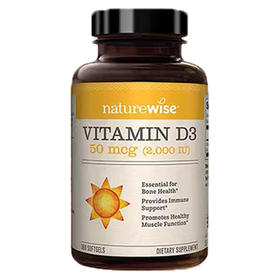 【2000IU】Naturewise 阳光维生素D3(13~18岁 每日一粒) A-3899（效期29-1）