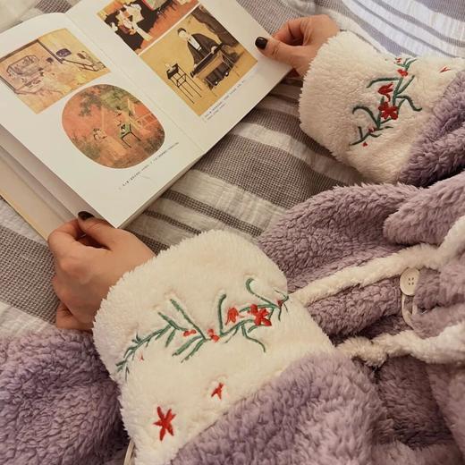 国风刺绣法兰绒家居服睡衣| 国风睡衣，太美了！蓝色、紫色可选 商品图1