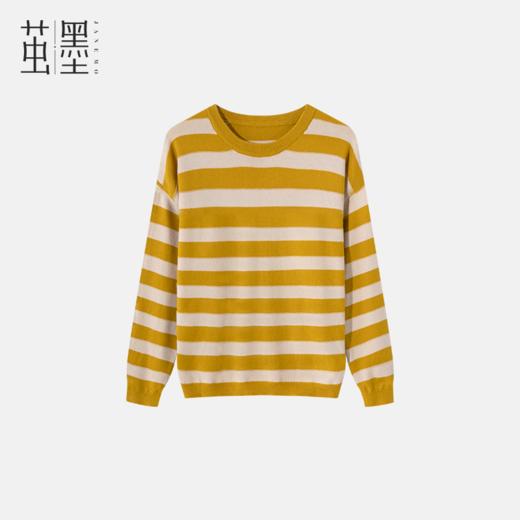 茧墨 慵懒风减龄条纹长袖针织衫 商品图0