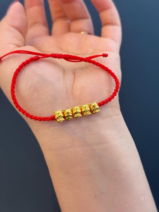 足金五福马红绳手链 商品图2
