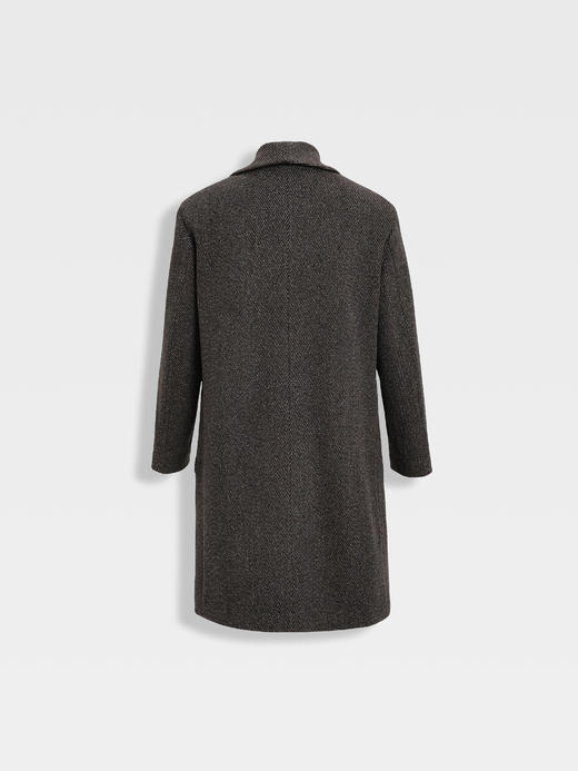 callisto咖色青果领微阔羊毛混纺大衣 商品图1