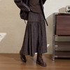 西遇复古木耳花边拼接格纹半身裙女冬季新款松紧高腰A字长裙V3755317 商品缩略图2