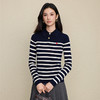 「自」全新升级【铂金会员284/天猫379/差价95】(00625)洛诗琳小马刺绣撞色条纹针织衫2025秋冬气质显瘦翻领羊毛衫 商品缩略图4