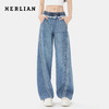 HERLIAN 2025冬季新品 蕾丝腰头阔腿牛仔裤女士 商品缩略图0