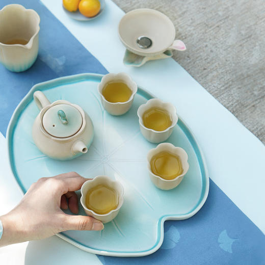 陆宝清荷雅境陶瓷茶具套装礼盒装客厅家用高档轻奢高颜值泡茶茶具 商品图3