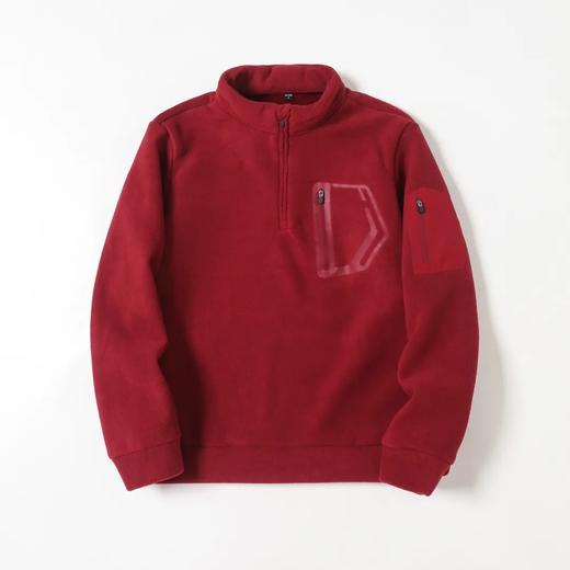 D110610秋冬双面绒防风保暖加厚加绒男士立领半拉链套头休闲宽松卫衣 商品图7