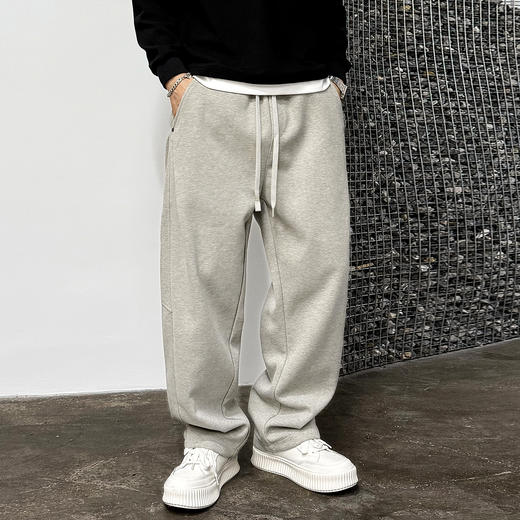 徐太浪【休闲百搭 抽绳系腰】字母印花卫裤男秋冬加绒加厚运动裤 商品图2
