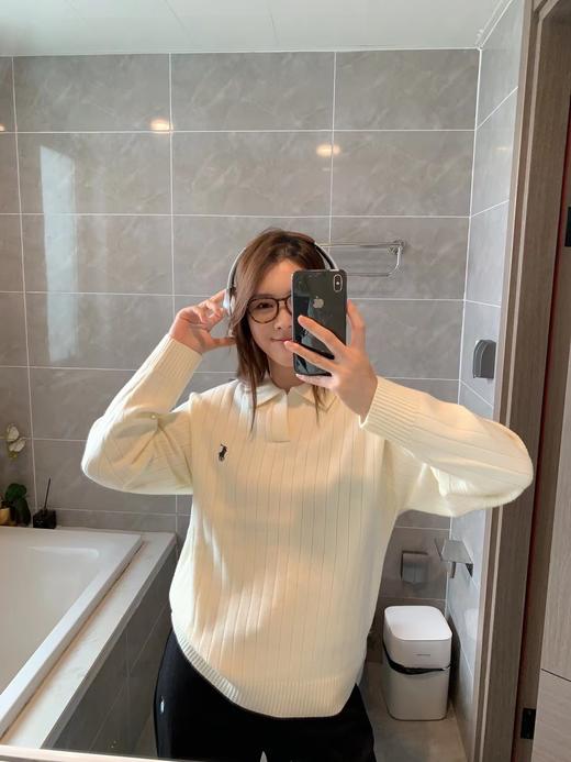 D110627精典老钱风复古Polo领针织衫毛衣女款 商品图3