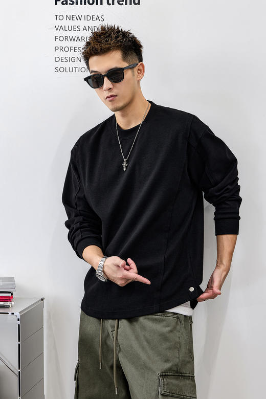 徐太浪【cleanfit 微弹320g】长袖T恤男秋季男装休闲内搭打底上衣 商品图4