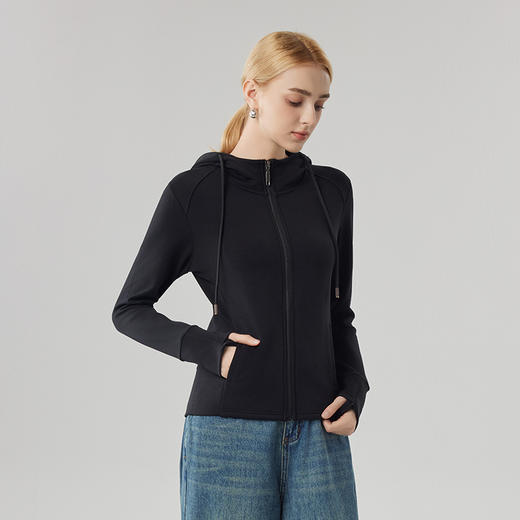 【砂洗空气层系列】女砂洗全拉链帽衫 商品图2