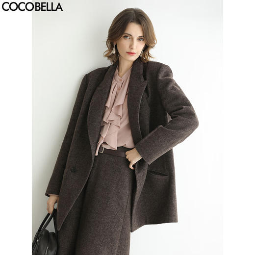 COCOBELLA高智感羊毛西装女秋冬新款廓形通勤毛呢外套SI3222 商品图0