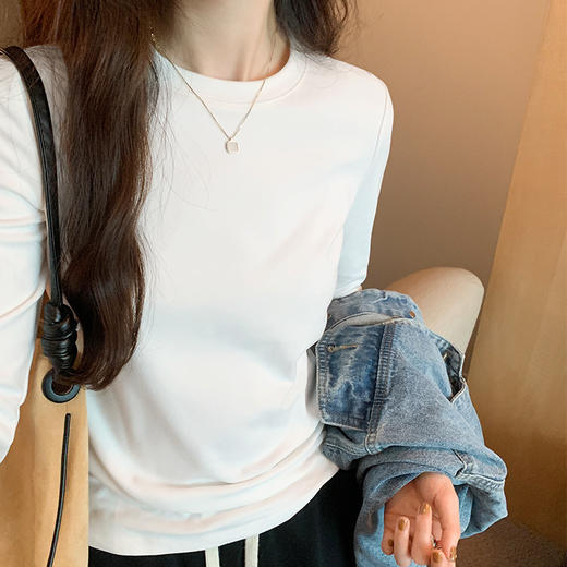 【YW】无忧购【甄选】圆领德绒保暖打底衫女秋冬西装内搭长袖正肩上衣（截单后3-5天发货） 商品图0