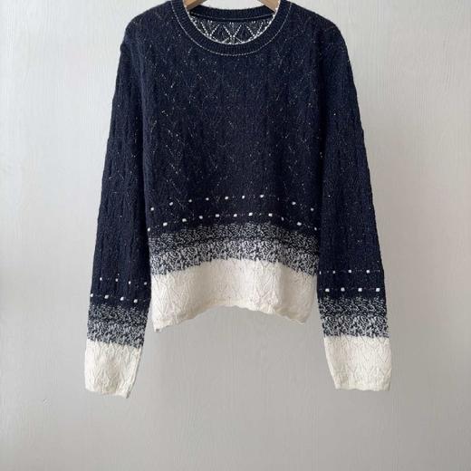 【à perles】纯羊绒小香风渐变镂空亮片针织衫 商品图2