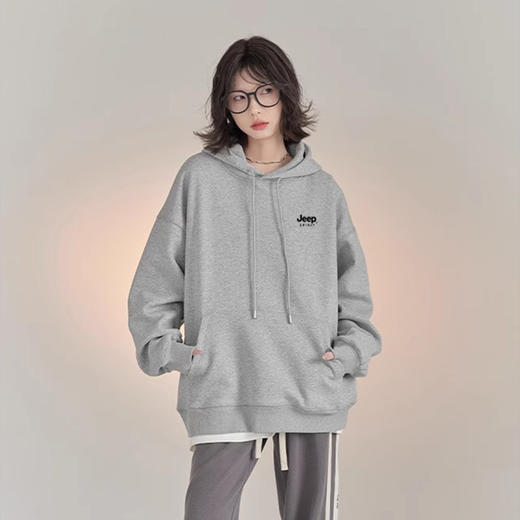 【320g重磅 触感柔软 时尚休闲】 吉普JEEP SPIRIT 多色百搭情侣卫衣（圆领/连帽款任选） 商品图0