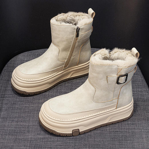 网红同款雪地靴女新款冬季加绒加厚短靴韩版保暖厚底增高防滑保暖棉鞋 商品图5