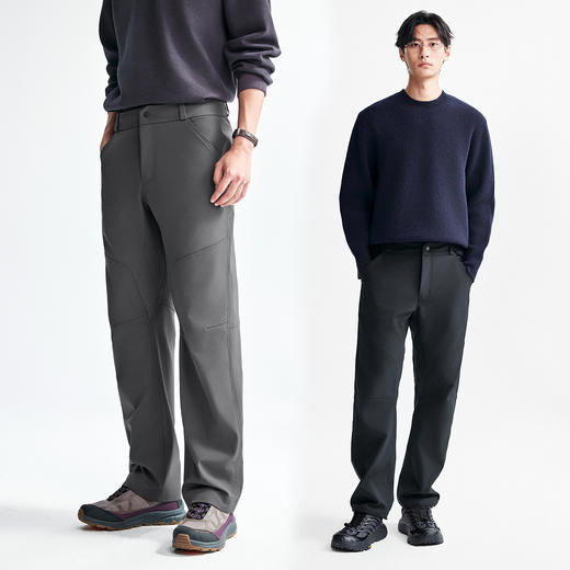 棉仓367818004-复合加绒弹力机能软壳裤男 秋冬防风蓄热抗静电直筒休闲裤 商品图3