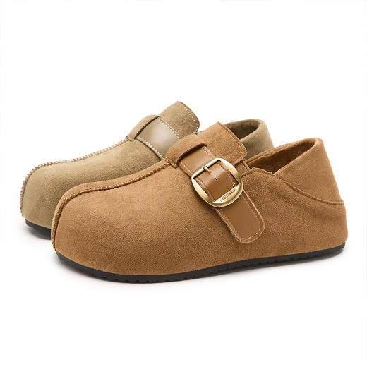 西遇加绒勃肯鞋女新款秋冬内增高两穿一脚蹬毛毛鞋外穿棉鞋V2357301 商品图4