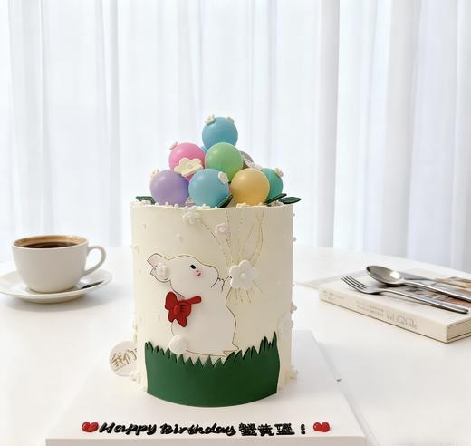 小兔子气球卡通蛋糕-加高艺术蛋糕 商品图0
