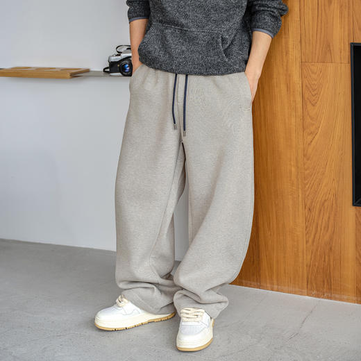 徐太浪【简约百搭 松紧腰】加绒加厚卫裤男秋冬季宽松直筒运动裤 商品图3
