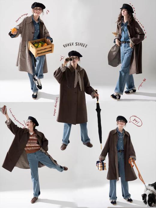 浮生八记/25C130/复古英伦正反两穿麂皮披肩斗篷风衣外套 商品图4