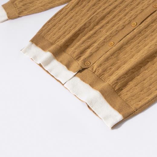 茧墨 糯叽叽麻花拼接撞色减龄针织开衫 商品图1