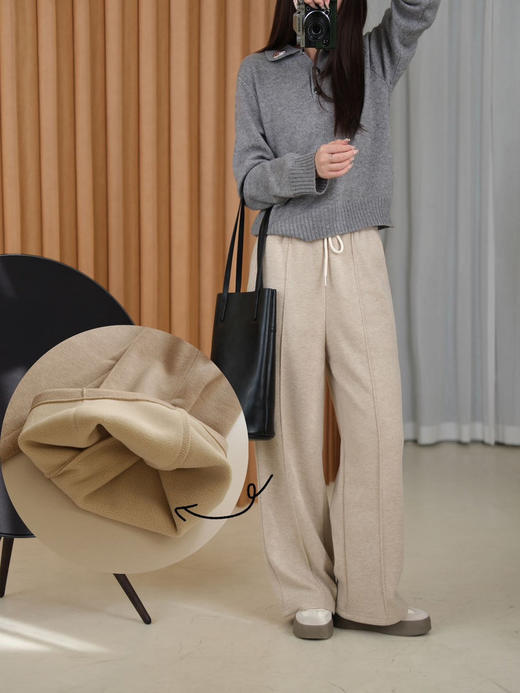 【人字纹羊毛裤直筒毛呢裤】肉眼可见的厚实，入秋必备神裤！立体修身剪裁➕巨显瘦中缝线，神裤本尊，没有平替！-XJC 商品图2