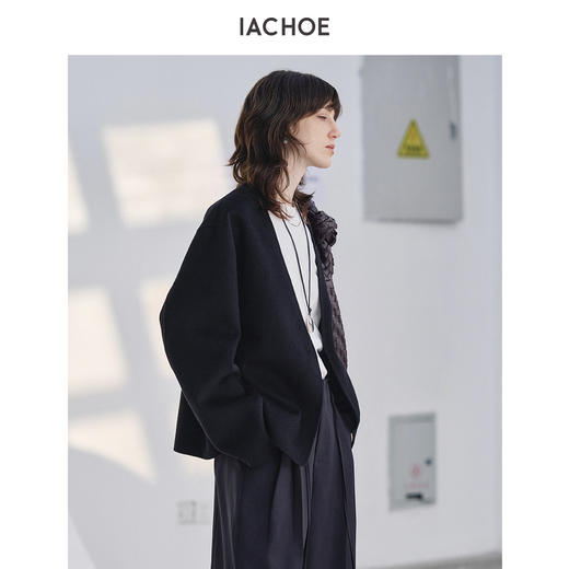 棉仓3671566013-一粒扣V领毛呢外套 商品图2