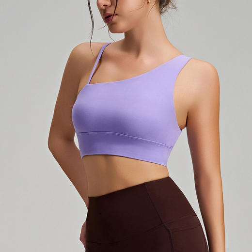 跃牌【安琪拉系列】新款斜单肩不规则美背瑜伽文胸速干运动弹力内衣跑步健身背心WX60321 商品图2