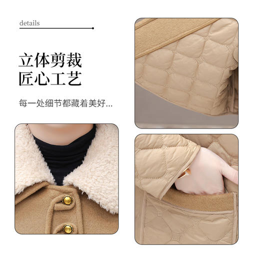 夹棉毛呢大衣内胆可拆羊毛呢子外套，厚款保暖时尚女装QYM-YXJY-79257-Y 商品图3