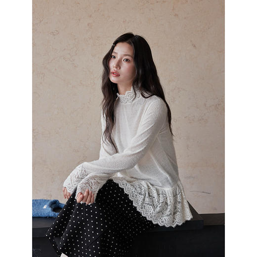 【重工蕾丝 保暖毛感打底】2025高领内搭针织衫女冬季上衣！ 商品图3