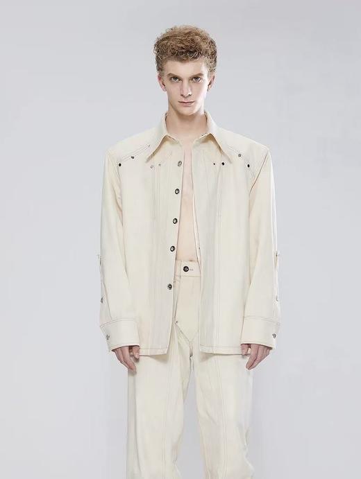 TIWILLTANG启世录“纤裕制焕”黑色异形可拆卸铆钉工装夹克套装 商品图0