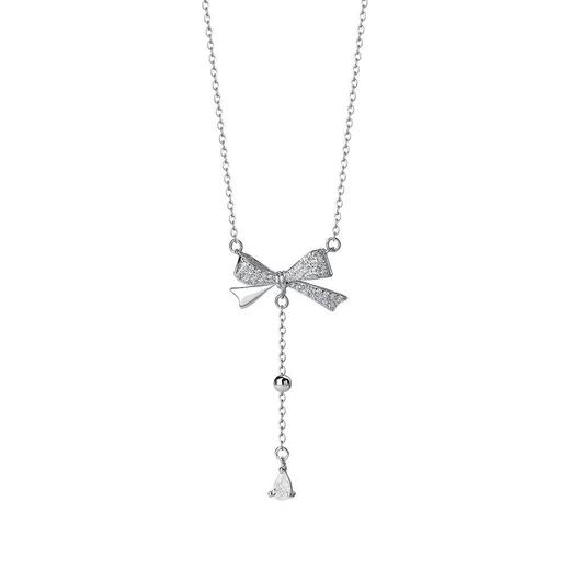 【蝴蝶之约】s925纯银微镶蝴蝶结水滴项链【YXS-A2644】 商品图4