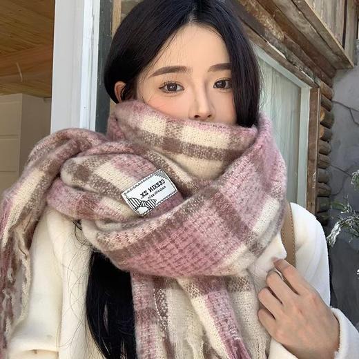 椒盐和猫 秋冬专属韩系氛围感条纹格子围巾 两面可戴 多种戴法 商品图6