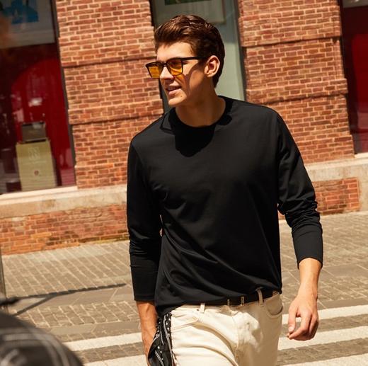 【液氨棉莫长袖T恤系列】男液氨德芙棉莫长袖T恤 高级感 顺滑抗皱 商品图0