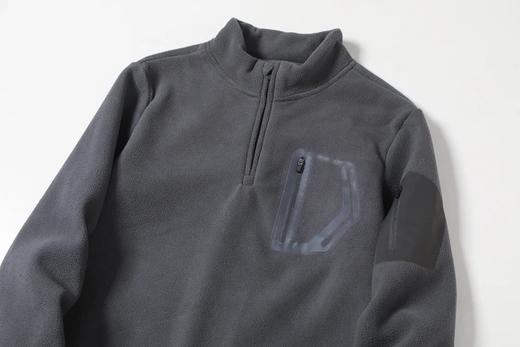 D110610秋冬双面绒防风保暖加厚加绒男士立领半拉链套头休闲宽松卫衣 商品图13