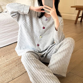 【GZ】无忧购绵羊绒睡衣韩版休闲开衫长袖套装简约保暖家居服（截单后3-5天发货)