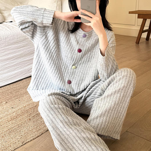 【GZ】无忧购绵羊绒睡衣韩版休闲开衫长袖套装简约保暖家居服（截单后3-5天发货) 商品图0