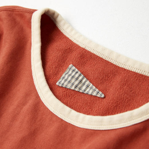 ROMI STUDIO100%棉质法式橘红毛圈布撞边宽松长袖上衣 RWCAS65322 商品图2