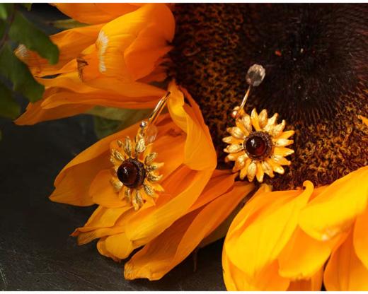 【Michael Michaud】梵高向日葵系列 琥珀花蕾耳环 商品图1