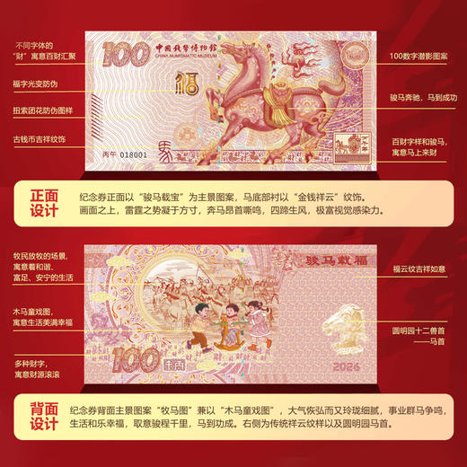 中国钱币博物馆出品丙午马年纪念券双连体 商品图1