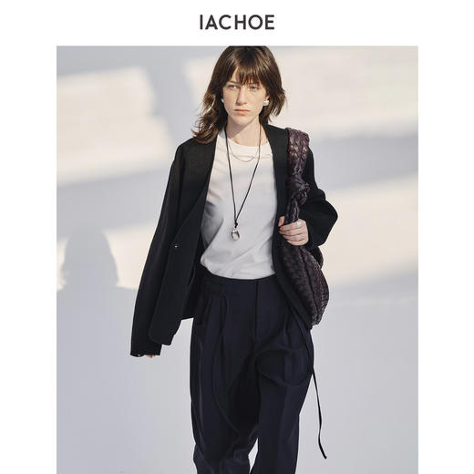 棉仓3671566013-一粒扣V领毛呢外套 商品图3