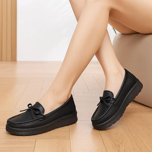 Grace&Glam 减龄真皮舒适蝴蝶结豆豆鞋 商品图5