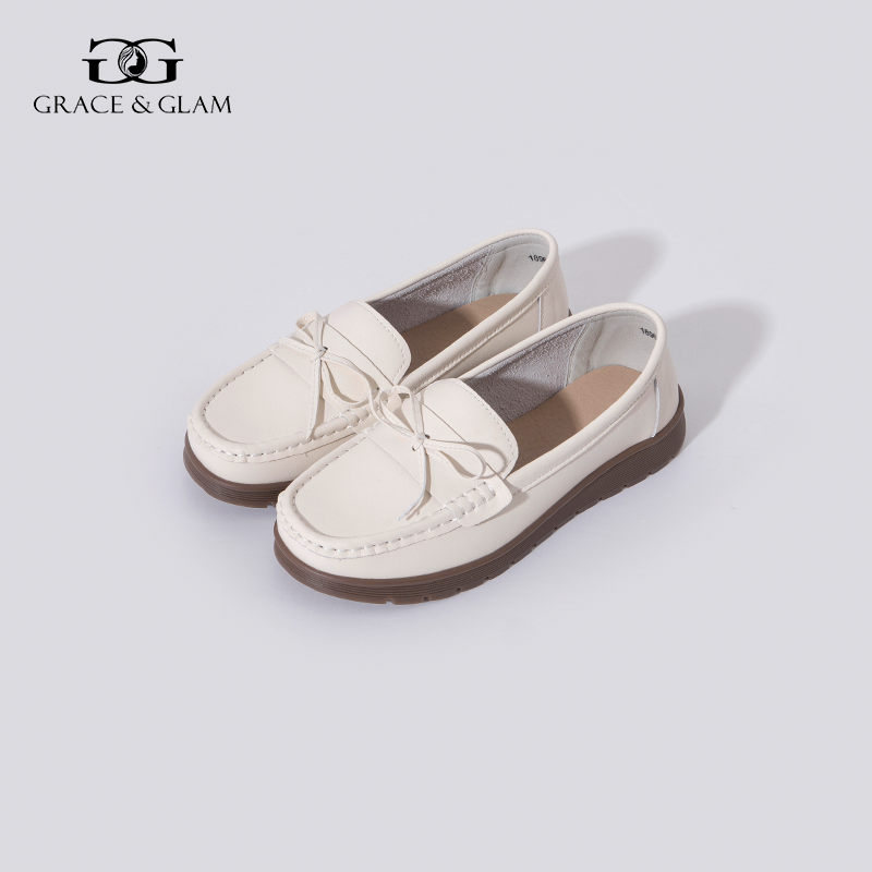 Grace&Glam 减龄真皮舒适蝴蝶结豆豆鞋
