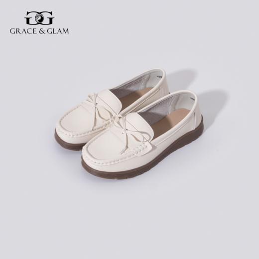 Grace&Glam 减龄真皮舒适蝴蝶结豆豆鞋 商品图0