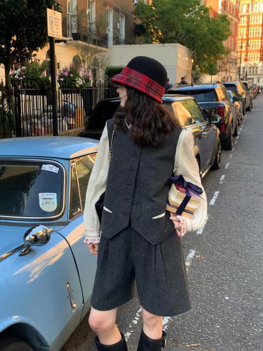 浮生八记/25C147/25D230/复古英伦50羊毛灰色毛呢马甲中裤 商品图0