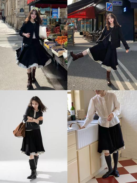 浮生八记/25C152/复古不规则立裁蕾丝半身裙 商品图4