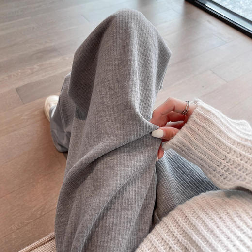 糯米小羊绒阔腿裤女秋冬新款针织加厚垂感长裤百搭高腰显瘦直筒裤 商品图2