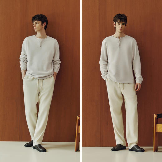 森马长袖T恤男华夫格纯色百搭打底衫冬季2025新款内搭上衣亨利领 商品图4